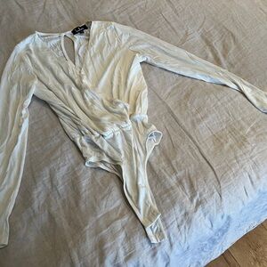 Womens faux wrap long sleeved bodysuit size L